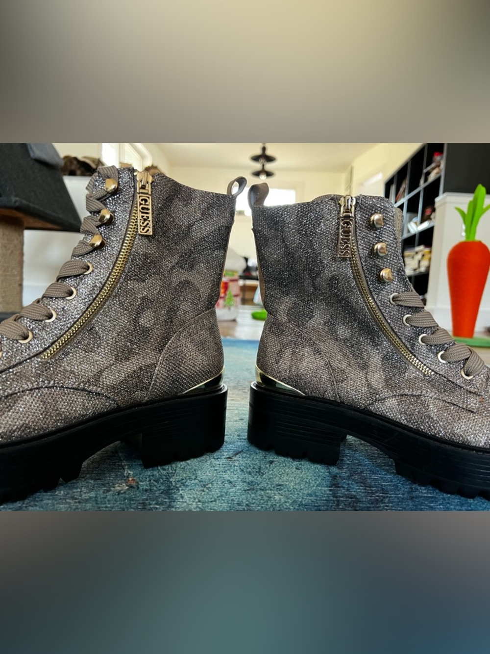 Never worn Fearne lug sole sparkly Guess boots